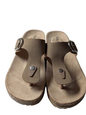 CL by Laundry TStrap Flip-Flop Thong Buckle Footbed Slip On Sandals SZ 9.5 NWOB